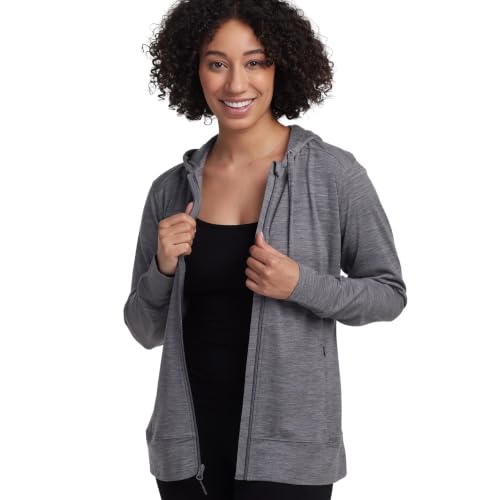 Woolx Ryann Merino Wool Sweater for Women - Full Zip Hiking & Travel Hoodie