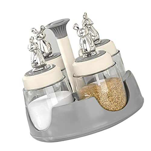 Gewürzregal, Gewürzregal-Organizer-Design, 2 Ebenen, Großes Fassungsvermögen, Rutschfester Boden, Wandmontage, Gewürzregal für die Küche, Hochwertiges Glas, Drehbares Gewürzregal, (Grau)