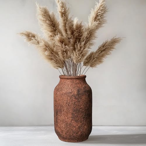 Terracotta Vase, Large Rustic Ceramic Vase, Farmhouse Decor for L...