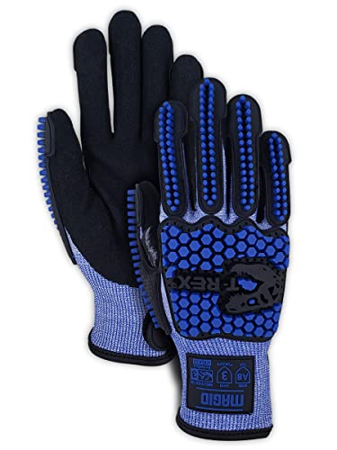 Image of MAGID T-REX Flex Series Extremely Lightweight AeroDex Technology VersaTek Grip Palm Coated Impact 3 Glove - Size 9 /L-ANSI Level A8-1 Pair Blue