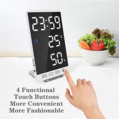 Reloj despertador LED táctil con termómetro higrómetro digital de mesa 4