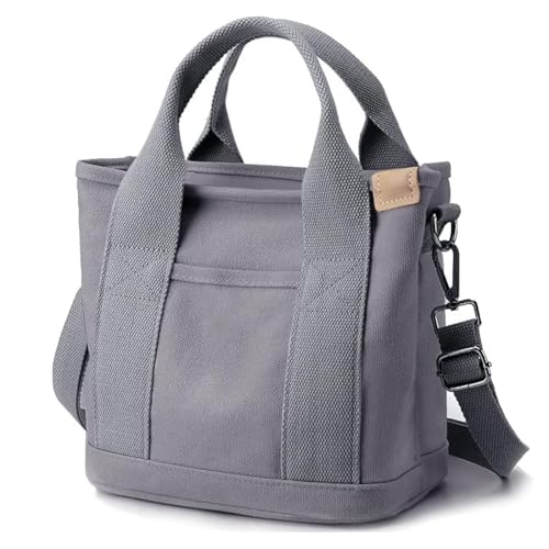 Image of Canvas Tote Bag for Women,Small Totes Bags with Zipper Crossbody Purse with Pockets Large Shoulder Handbag,2 Sizes