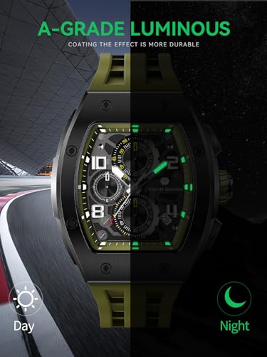 Image of Tsar Bomba Mens Watches Quartz Wristwatch for Men Waterproof 50M Analog Luxury Tonneau Chronograph Calendar Date Men's Dress Business Work Watch Gift for Men