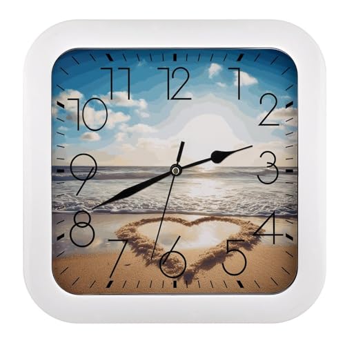 Horloge murale rétro silencieuse forme cœur carrée - 2