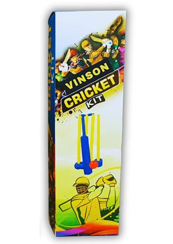 Image of Vinson Junior Cricket Kit Set - Pack Includes Stumps, Wickets, Stands, Bat and Ball | Durable Constructions & Designed for Juniors | Indoor & Outdoor Cricket Playing Set for Kids | Birthday Gift