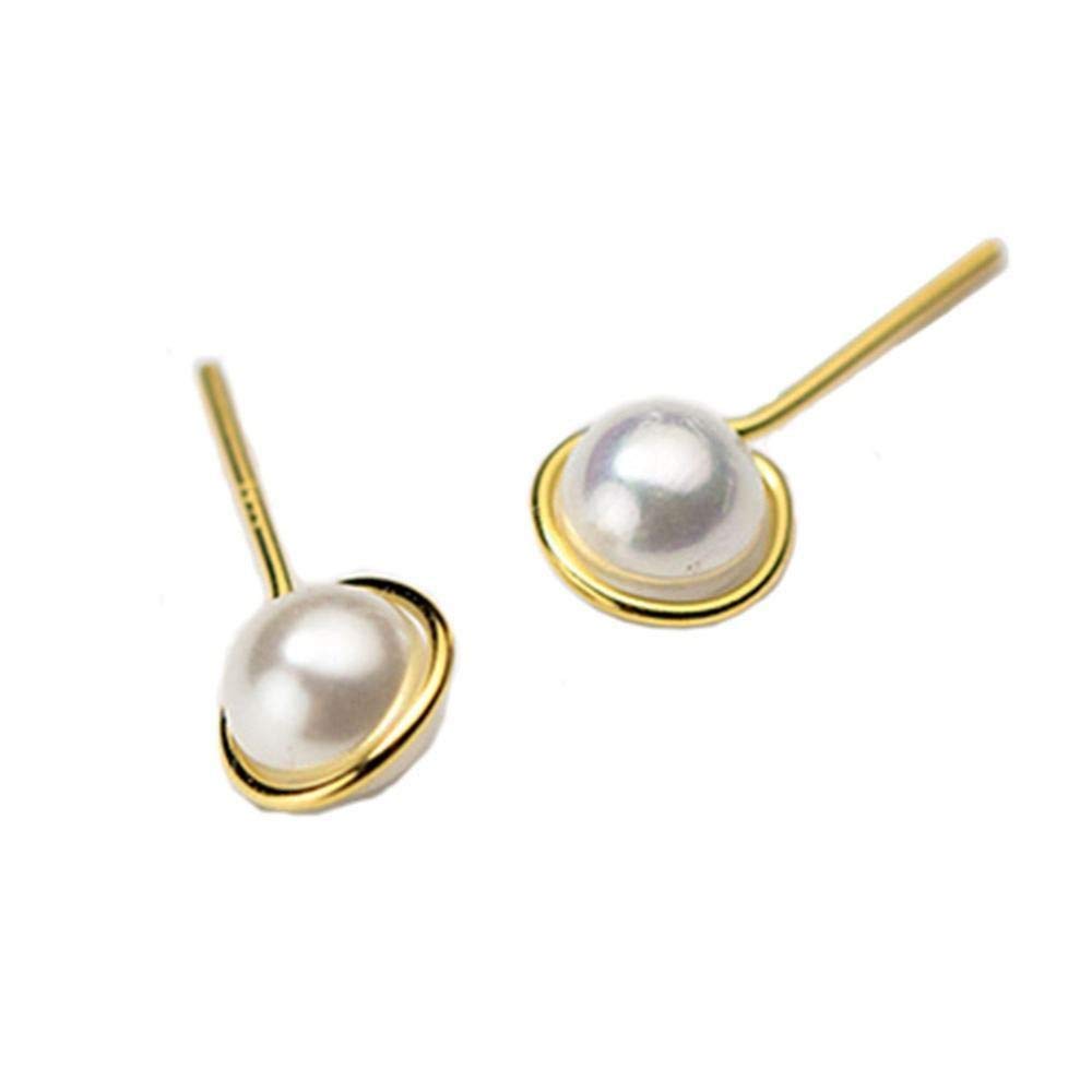LLXYWJ Ohrringe Creolen Ohrstecker 925 Sterling Silber Blumenohrringe Frauen Pave Zirkonia Ohrpiercing Süßwasserperlenohrringe Modeaccessoires