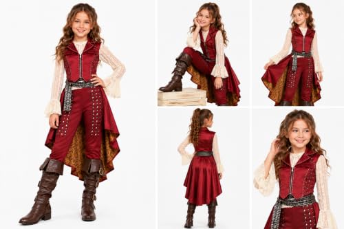 KICILVS Girls Villain Pirate Princess Hazel 4-Piece Outfit - image 3