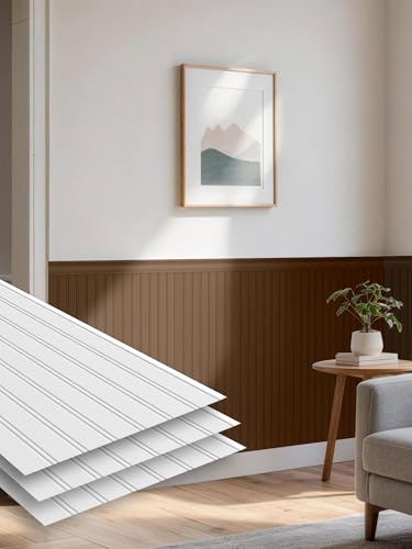Upick Wainscoting Panels Beadboard, Paintable PS Wall Paneling for Accent Wall 116' x 39'