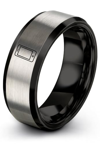 Zealot Jewelry Gift for Techie Cell Phone Ring Mens Silver