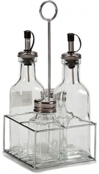 marion10020 Gewürzständer Edelstahl Menage Set Menagen Gewürz-Ständer Tischgestell, 4-teilig...