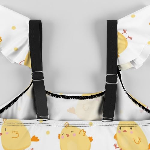 Image of Girls One Piece Swimsuit Lovely Cute Animals Ruffles Swimwear Bathing Suits 3-12 Years