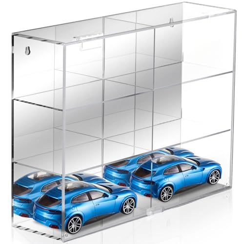 Juexica Clear Acrylic Toy Car Display Case 1: 32 Scale Diecast Display Box Wall Mounted Shelf for Storage Toy Car Mini Model Race(6 Grids)