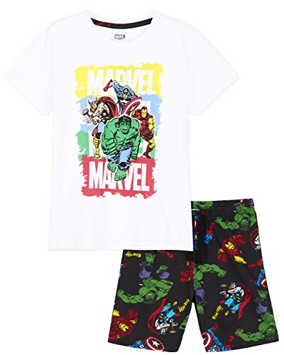 Marvel Pijama Niño Corto, Pijamas Niños de Los Superheroes Iron Man Capitan America Hulk y Thor,...