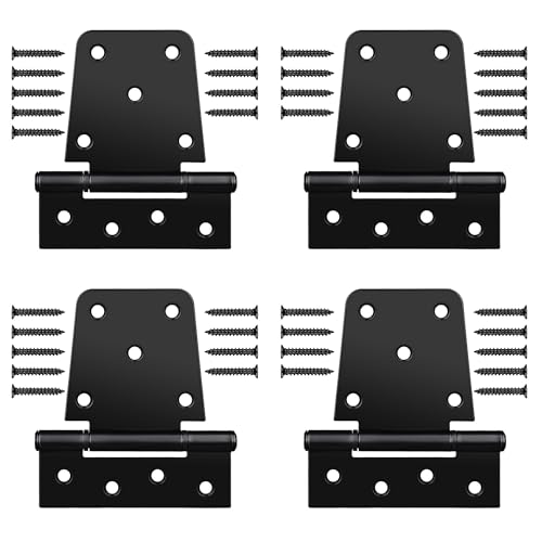 Image of 3.5 Inch Heavy Duty Gate Hinges, 4 Pack Black Iron Extra Thick T Door Hinges, Gate Hardware Kit for Indoor Outdoor, Shed, Wooden Fences, Vinyl Fence, Barn Door, Garage (Screws Included)