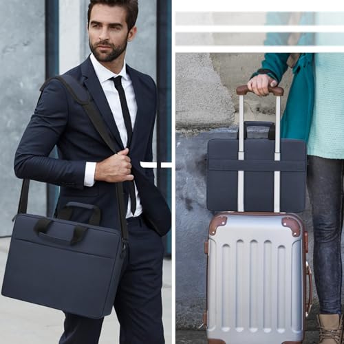 Tecool Laptop Bag 17 17.3 Inch, Waterproof Laptop Case Sleeve Messenger Bag Briefcase With Shoulder Strap For 17 17.3 Inch Lenovo Hp Dell Acer Asus Notebook Computer Carrying Case, Dark Blue - 2