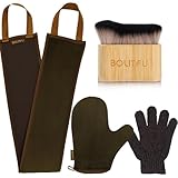 4 Pack Self Tanning Mitt Applicator Kit - 1 Self Tan Mitt, 1 Back Tanning Applicator, 1 Ultra Soft Self Tanner Brush, 1 Exfoliating Glove, for Sunless Streak-Free Fake Tan (Bronze)