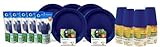 Preserve On the Go Tableware Set, 120 Pieces, Midnight Blue