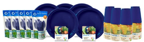 Preserve On the Go Tableware Set, 120 Pieces, Midnight Blue