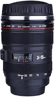 6Types Camera Lens Shaped Insulation Cup,Stainless Steel Insulated Travelling Flask, Photographer Tea Cup,Novelty Filmmaker Coffee Mugs for Hot and Cold Drinks(V Black)