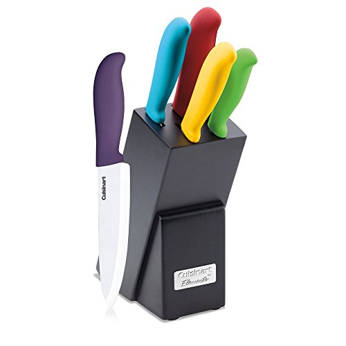 Cuisinart C59CE-C6P Elements Ceramic 6-Piece Cutlery Knife Block Set, Multicolored