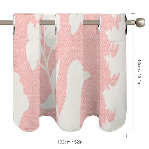 Cenefa de chenonceau rosa con pájaros 52x18 cortinas cortas 6