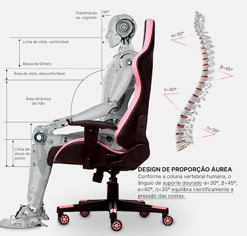 MAX RACER - Cadeira Gamer Skilled - Poltronas Gamer, Cadeira Ergonômica - Até 150kg, Giratória, Braç