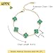 AIPPK 18K Gold Plated Clover Lucky Bracelet Bracelet Dupes for Women Green Flower Four Leaf Bracelets Trendy Jewelry Gifts for Women