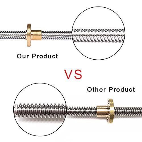 Lysee 3D Printer Parts & Accessories - 300Mm 8Mm T8 Lead Screw Set Lead Screw+ Copper Nut + Coupler + Pillow Bearing Block for 3D Printer - (Color: Silver)