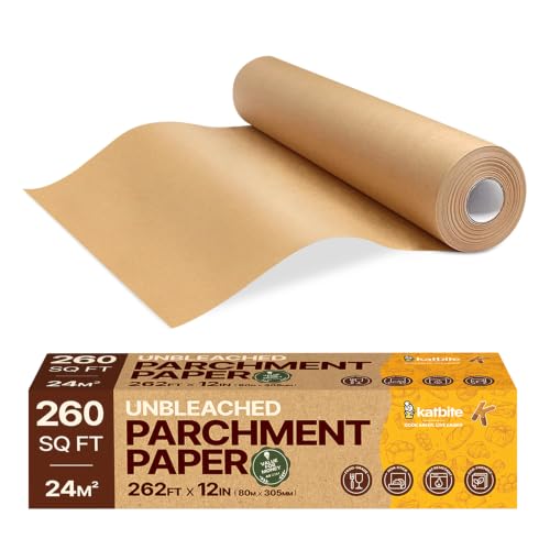 Katbite Unbleached Parchment Paper Roll, 12 in x 262 ft, 262 Sq Ft, 40GSM