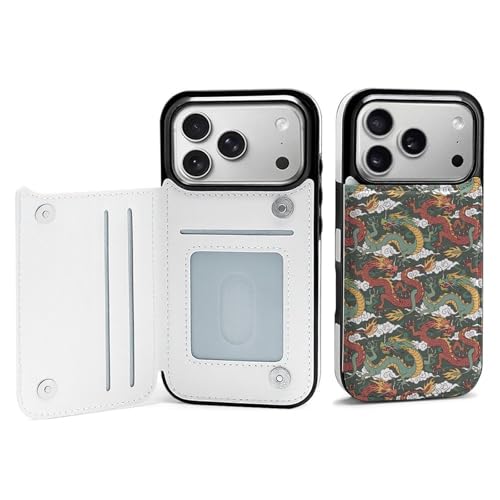 iPhone17Pro用ケース 手帳型 龍 和風 ドラゴン柄 スマホケース アイフォン17Pro用ケース 背面 財布型 2025年新型 おしゃれ Puレザー カード収納 スタンド機能 ワイヤレス充電対応