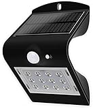 LED Solarleuchte für Außen 1,5W warmweiß schwarz LED Solarlampen mit Bewegungsmelder Wasserdichte Solar Beleuchtung LED Solarbetriebene Lichter Solarlicht Draußen für Garten,Patio