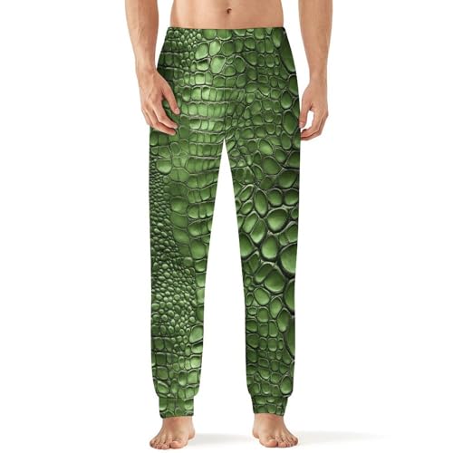 Green Alligator Skin Pattern Men's Pajama Bottoms Sleep Lounge Soft Comfy Pants Sleepwear