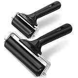 Swpeet 2 piezas con rodillo de Goma negro, rodillo de freno, caucho duro, herramienta de estructura antideslizante de estampado en bloque 2.2 y 3.7 pulgadas para impresión, tinta, proceso