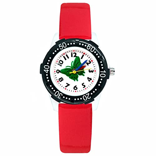 Reloj de niña Moda Lindo Bonito Estilo de Mariposa de Dibujos Animados Estudiante Niñas Niños Relojes de Pulsera de Cuero de Cuarzo Reloj Relojes para niñas (Color : Pink)