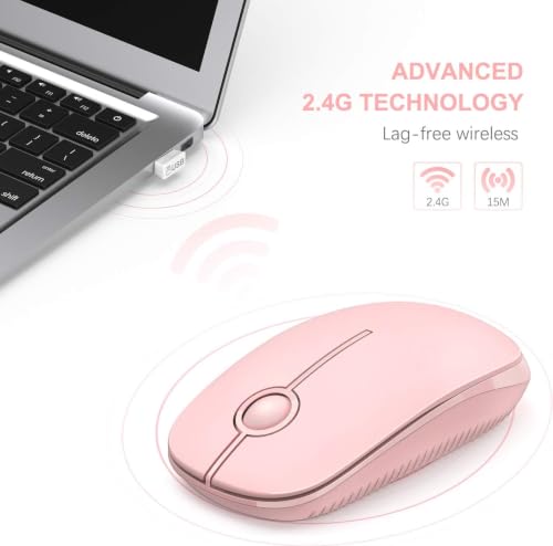 Image of VssoPlor Wireless Mouse, 2.4G Slim Portable Laptop Mouse, Pure Pink