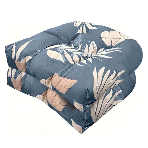 TESICA Set of 2 Outdoor Indoor U Shaped Wicker Seat Cushion Decorative Tufted Chair Pads Floral Chair Cushion for Patio Garden Home Office Furniture Blue Grey
