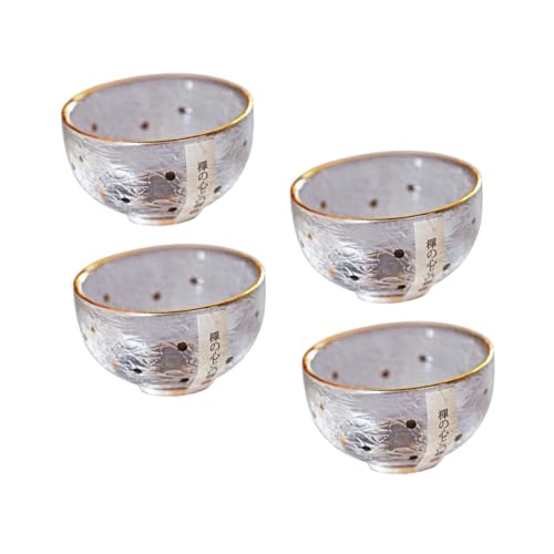 Alipis 4 piezas Tazas Japonesas de Sake de Vidrio Resistente al Calor con Dorado para Té y Bebidas Regalo para Celebraciones y Reuniones