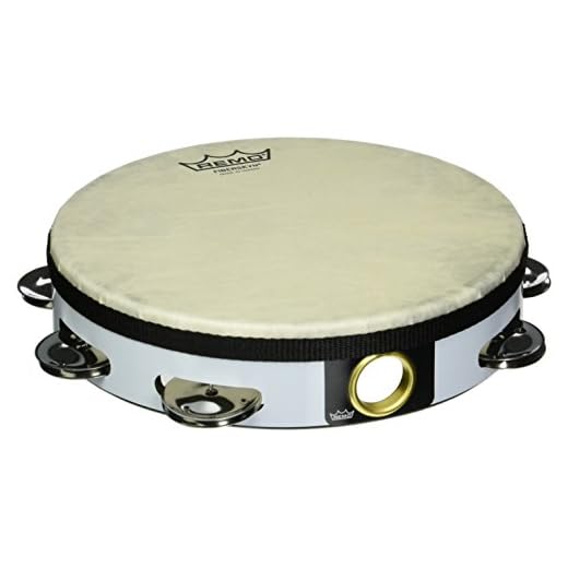 Remo Tambourine, Pretuned, 8" Diameter, 8 Pairs Jingles x 1 Row, QUADURA® White