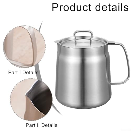 Contenedor de grasa de acero inoxidable 304 de 68 oz con filtro de malla para aceite de cocina 5