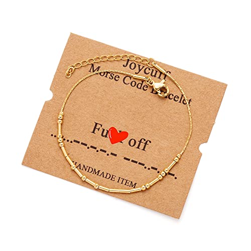 Image of JoycuFF Inspirational Morse Code Bracelets for Women Silver Beads Jewelry Encouragement Mantra Gifts for Her