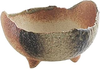 Wazakura Banko Bonsai Pot Japanese Handmade Rustic Crescent Shape 12cm (4.72") MADE IN JAPAN, Ceramic Garden Planter, Decorative Flower Vase, Outdoor and Indoor Plant Pot - Sand Green