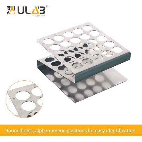 ULAB Scientific Test Tube with Tube Rack, Z Shape Stainless Steel Tube Rack, Suitable for Tubes of Dia.≤16mm, 10pcs of 16ml Cylindrical Glass Test Tubes with Flange stoppers, UTR1002 - Thumbnail 5