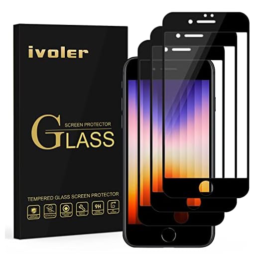 ivoler 3-pack Skärmskydd för iPhone SE 2020/iPhone SE 2/iPhone 8/7, [Full täckning] Härdat Glas Screen Protector för iPhone SE 2020/SE 2/8/7, [9H hårdhet] [Anti-rep] [Bubbelfri]- Svart