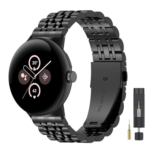 ZPJPPLX Metal Bands for Google Pixel,Compitaple with Google Pixel 2 Stainless Steel Smartwatch Business Strap for Men Women,Black
