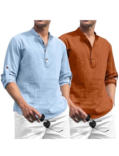 Image of Zombom Men's Kurta || Chinese Collar Long Sleeves || Straight Hip Length Kurtas || Short Kurta for Men || for Festival || Function || Occasion Wear Fancy Kurta for || Best Gifts for Men