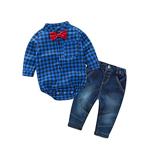 Image of YUN HAO Baby Boys 2 Piece Jeans Shirt Winter Clothes Sets with Bowtiey