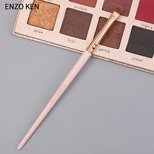 Flat Copper Eyeliner Brush Pink By Enzo Ken, Ultra Thin Rounded Smooth Liquid Gel Liner Brushes, Small Firm Vegan Eyeliner Brush- Precision Eye Makeup, Eye Brow Eyeshadow, Clean Lines, A Fine Wing, Sexy Cat Eyes (E405-Pink) #TOP5