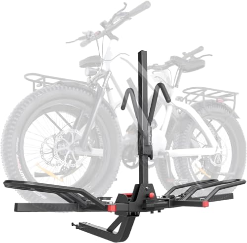 Image of KYX Bike Rack for Car Hitch Mount for 2 Bikes Up to 160LBS Load, E-Bike Platform Rack Quick Tilt Release, Foldable, Anti-Wobble and Double Lock System Bicycle Car Rack for 2'' Receiver, SUV, RV