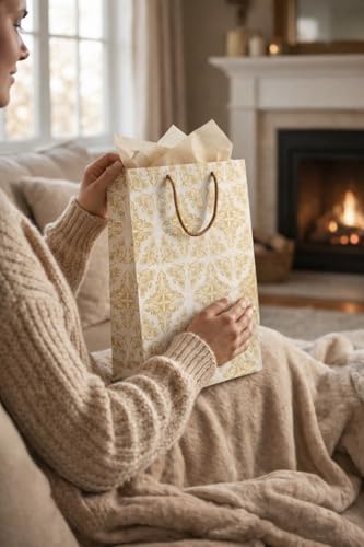 Image of Creative Art White & Gold Paper Gift Bags Small (Pack of 10) - Premium Kraft Paper, Reusable & Eco-Friendly, Perfect for Shopping, Return Gifts, Birthday, Party, Festive & Wedding Gift Packing