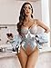 Avidlove Women Lingerie Underwire Teddy Sexy Lace Bodysuit V Neck Cut Out One Piece Mini Babydoll Silver L